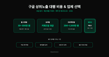 구글 상위노출 대행 비용 구조와 업체 선택 기준 비교표