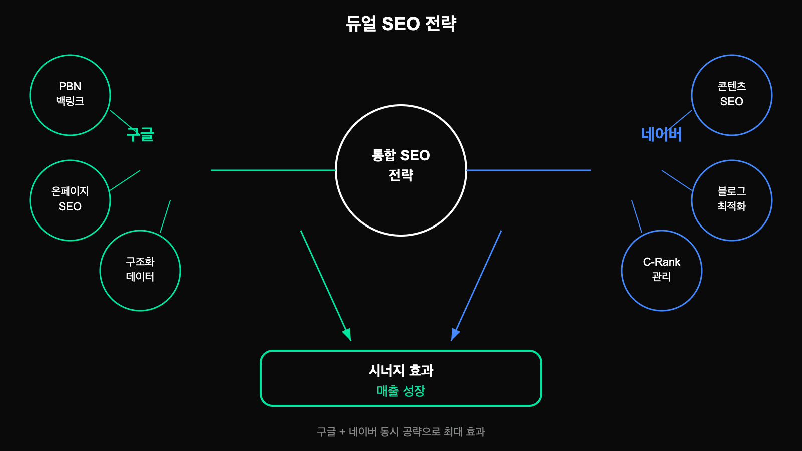 구글과 네이버 통합 SEO 전략 다이어그램